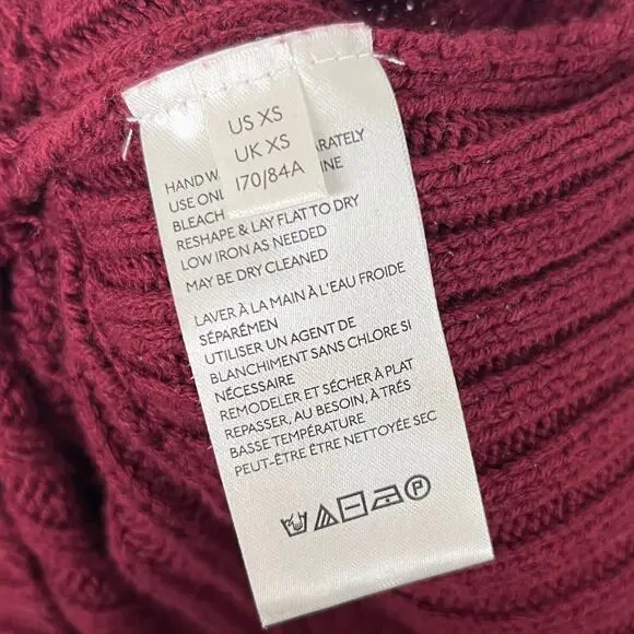 Free People Burgundy Turtleneck Oversized Chunky Knit Sweater Women’s XS - Picture 7 of 8